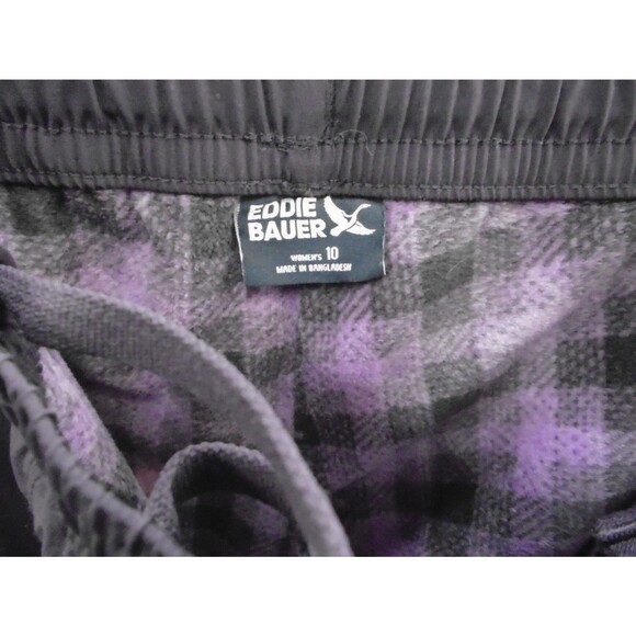 Eddie Bauer Pants Rainier Women Size 10 (33x32) Purple Flannel Lined Jogger - Picture 3 of 11